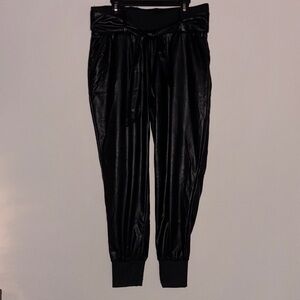 Rewash Black Vegan Leather Belted High Waist Jogger Pants Size Medium